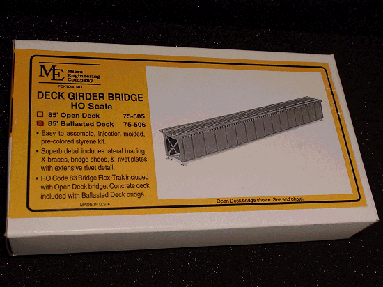 Micro- Engineering 75-506 HO SCALE DECK GIRDER BRIDGE 85' BALLASTED DECK