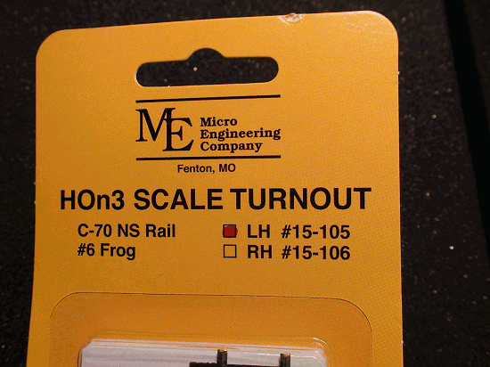 TURNOUT LH 6 frog Code 70